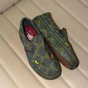 Vans Kids Classic Slip-On Poison Reptile Snake Green Shoes Loafers